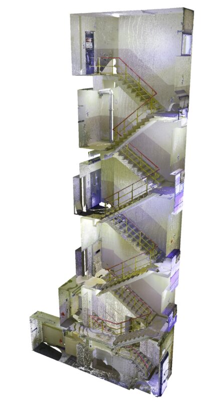 BIM model of stariwell reqiuiring a very precise retrofit