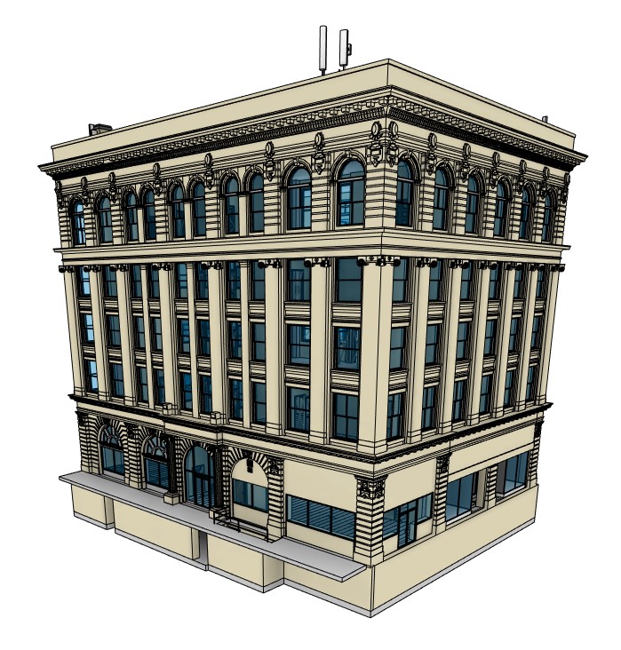 digital twin rendering of a historical building in Florida.