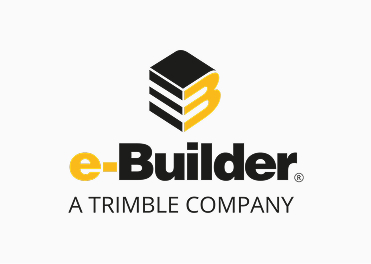 e-Builder logo, a Trimble company, with a yellow 'e' and stylized 'B' icon.