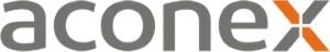 Aconex logo with gray text and a stylized orange 'X' at the end.