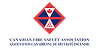 Canadian Fire Safety Association logo: red diamond emblem with blue cross and maple leaf.