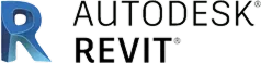 Autodesk Revit logo with a stylized blue 'R' and the text 'AUTODESK REVIT'.