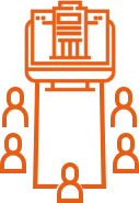 Stylized orange robot icon