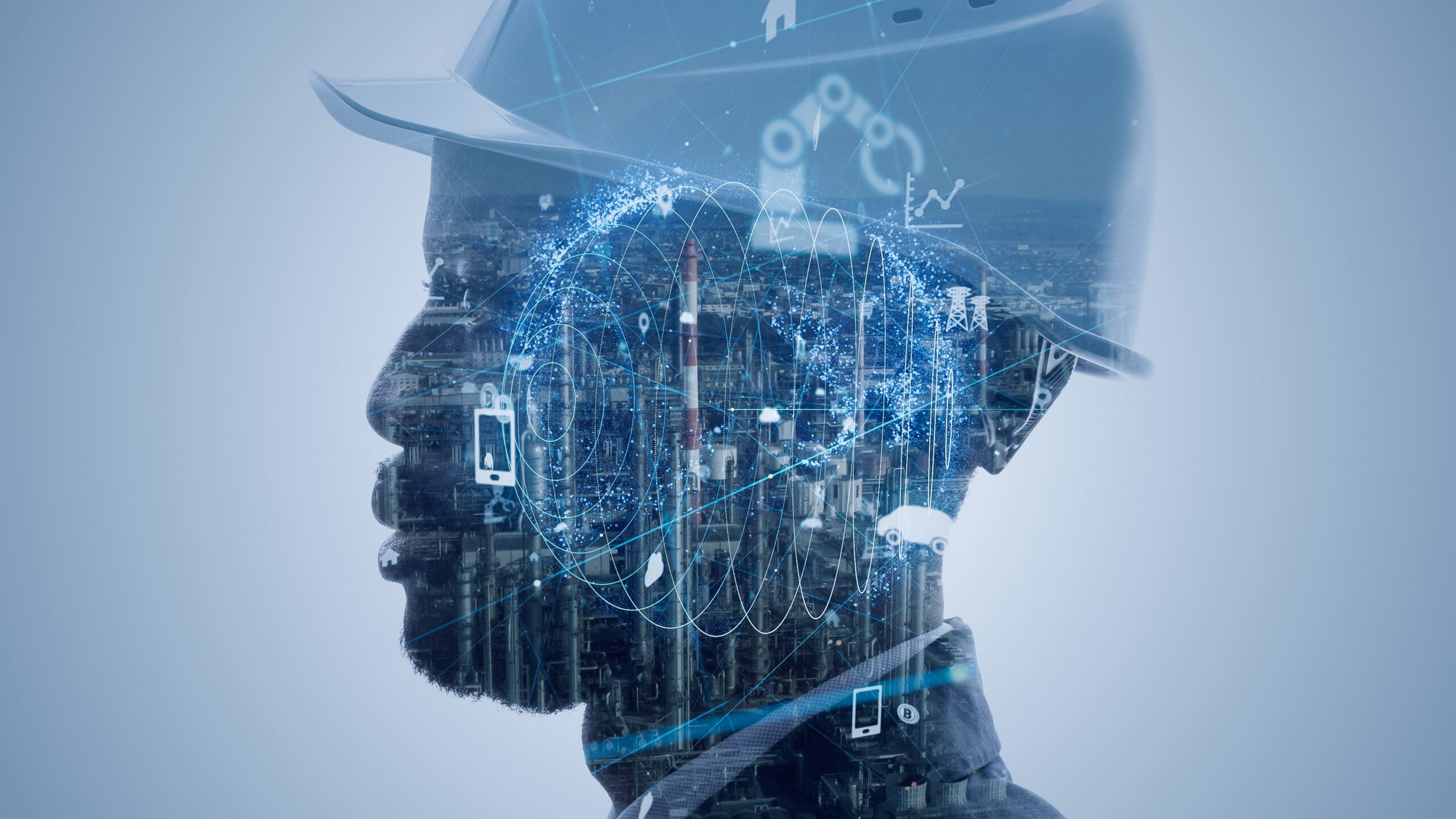 Construction worker with AI background