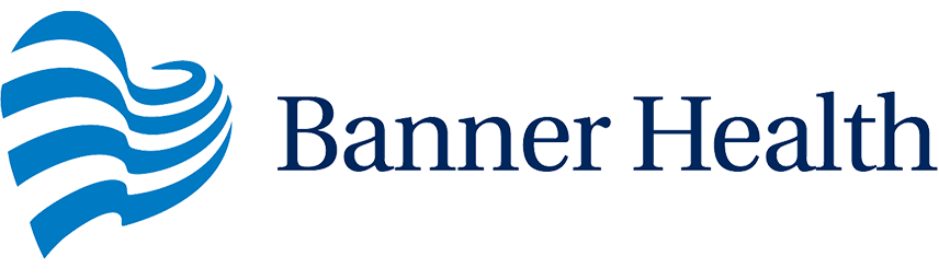 Banner Health logo with a blue striped heart icon