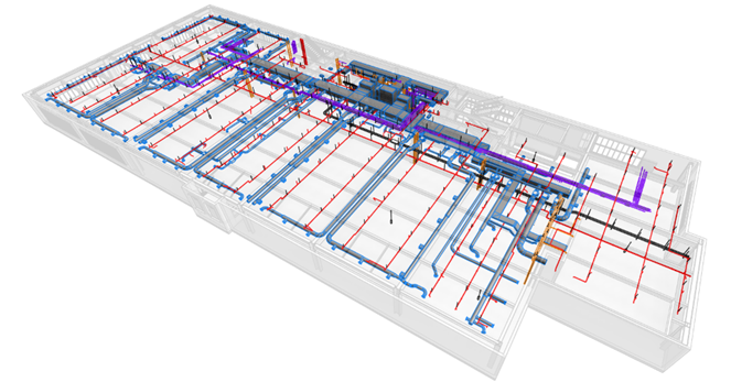 A model of a BIM floorplan in different phases of construction