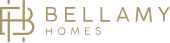 Bellamy Homes logo with gold text on a black background, featuring a stylized EB monogram.