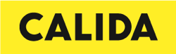 The word CALIDA in bold black letters on a bright yellow background.