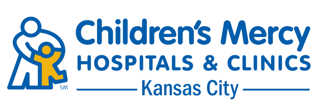 Children's Mercy Hospitals & Clinics Kansas City logo, with an adult hugging a child icon.