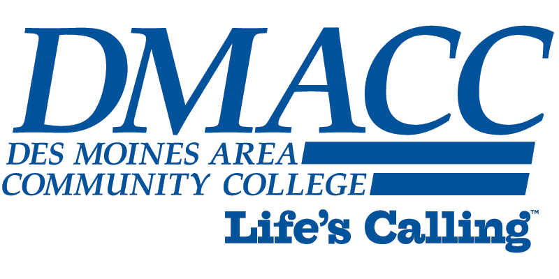 DMACC Des Moines Area Community College logo with the tagline Life's Calling.