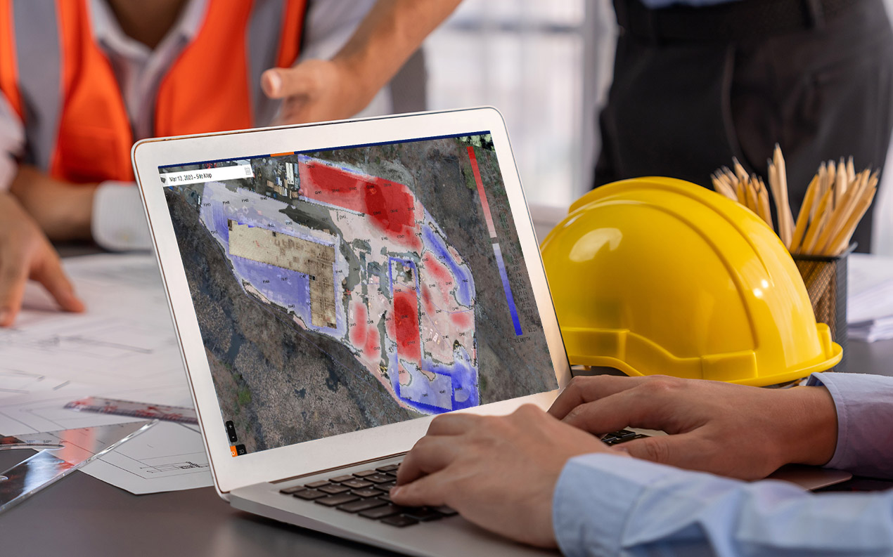 UAV earthworks progress reporting visualization for construction work
