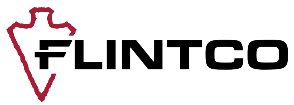 FLINTCO logo with a red arrowhead outline on the left.