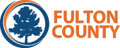 Fulton County logo with a blue tree in a circle and orange arc, next to orange text 'FULTON COUNTY'.