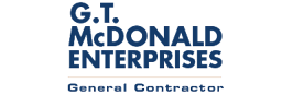 G.T. McDonald Enterprises General Contractor logo in blue text on a white background.