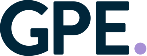GPE. logo with a purple dot