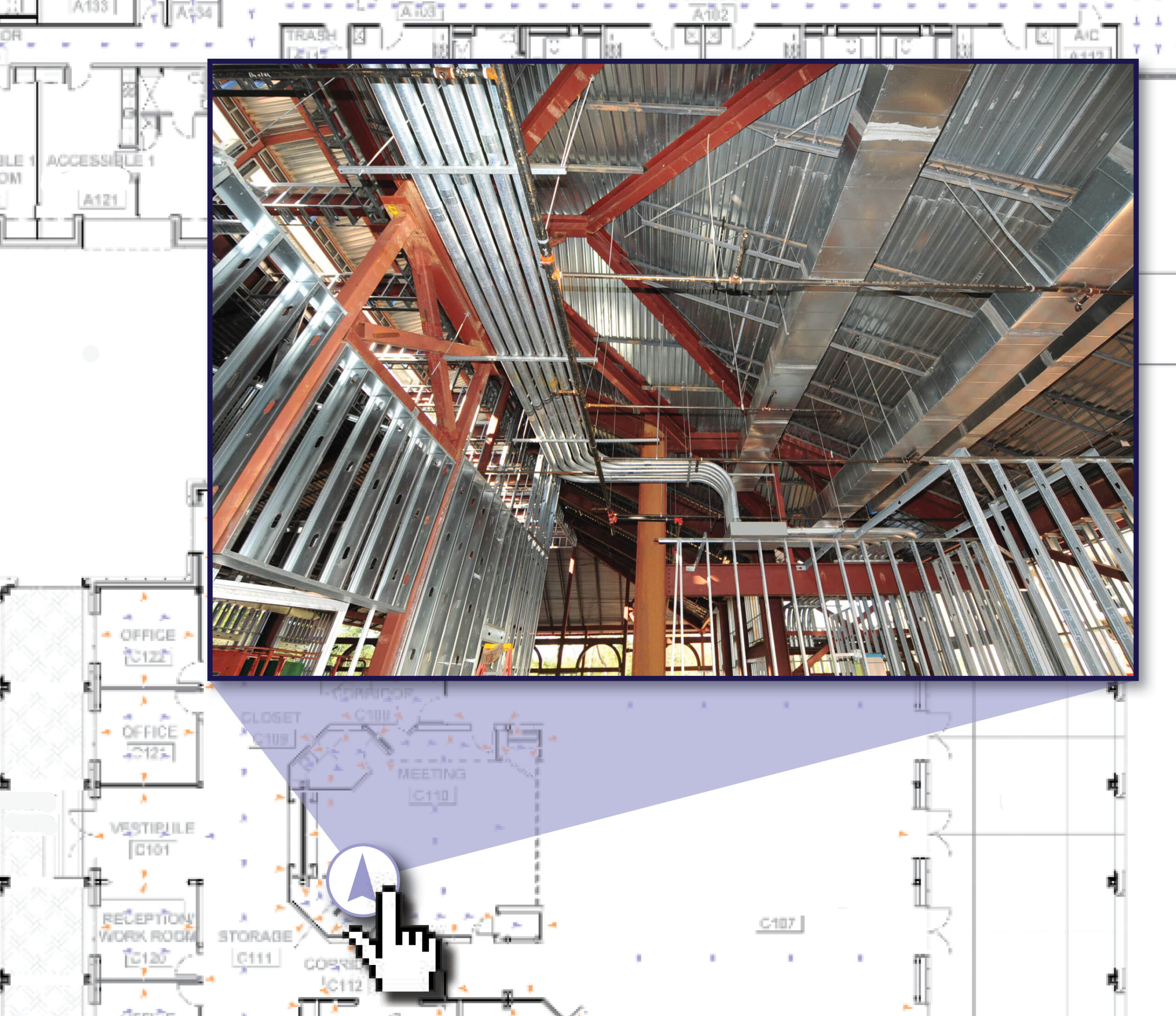 Multivista Construction Documentation Software showing behind a wall.