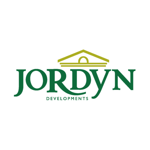 Jordyn Developments logo featuring green text and a stylized golden-green roofline.