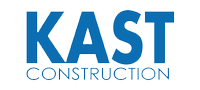 KAST CONSTRUCTION company logo in blue text on a white background.