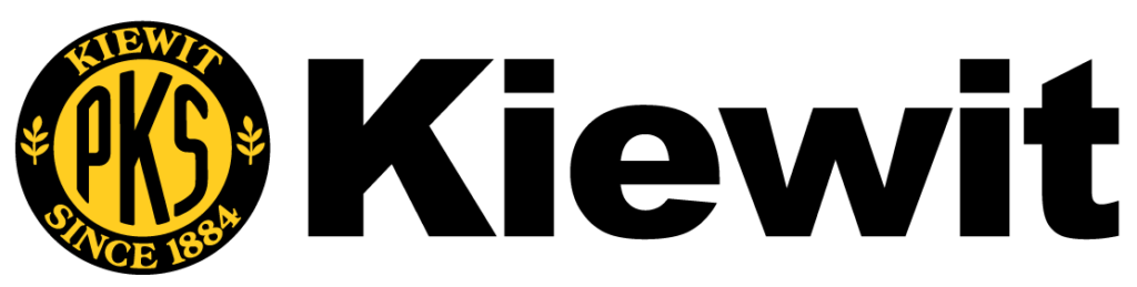 Kiewit logo featuring the company name next to a circular emblem with PKS and 'Since 1884'.