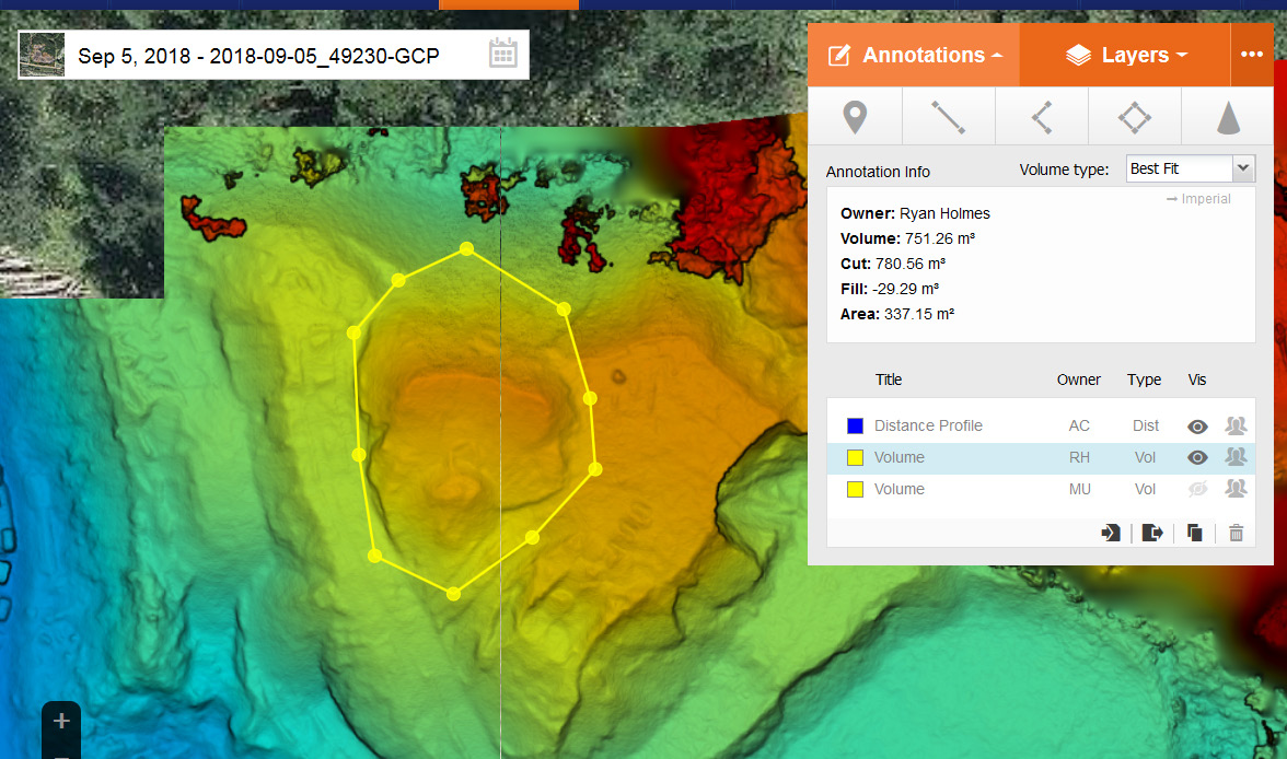 UAV/drone earthwork map for construction schedule adherence