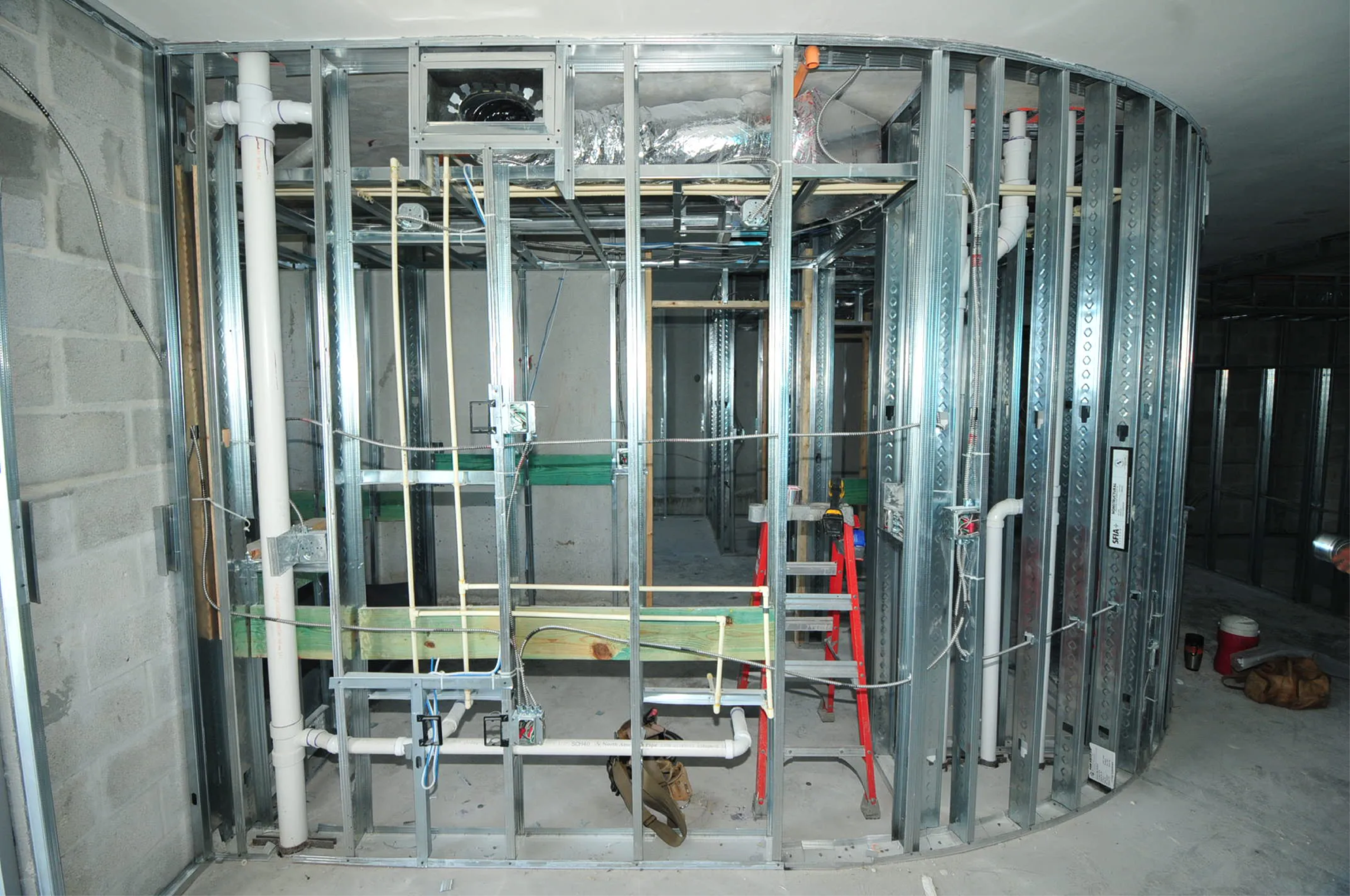 construction reality capture photo of inside a wall