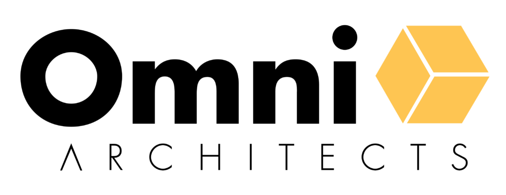 Omni Architects logo featuring black text and a yellow geometric cube icon.