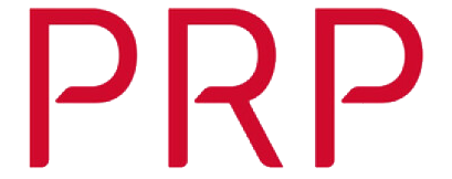 Red letters PRP logo on a white background