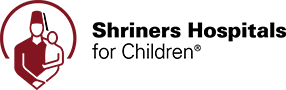 Shriners Hospitals for Children logo, showing a man in a fez holding a child.