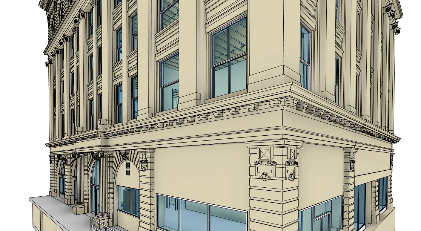 Example of a BIM model created from construction scanning services.