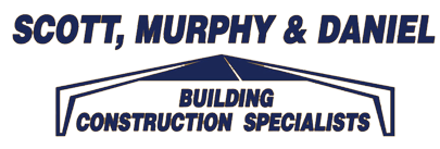 SCOTT, MURPHY & DANIEL BUILDING CONSTRUCTION SPECIALISTS logo with a stylized building outline.