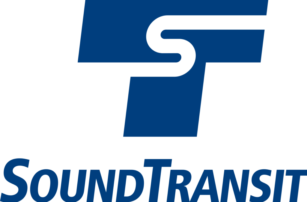 Sound Transit logo with blue stylized 'ST' monogram and company name.