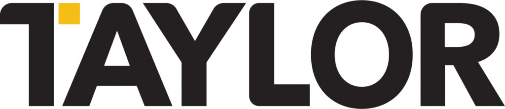 TAYLOR logo with a yellow square above the 'I'.