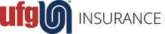 UFG Insurance logo, featuring red 'ufg' text and a blue stylized symbol next to 'INSURANCE'.