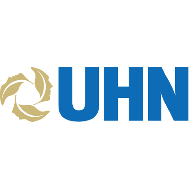 UHN logo with a golden circular icon of stylized faces and blue UHN text.