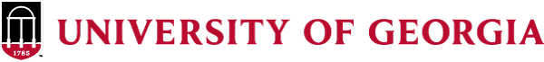 University of Georgia logo featuring the iconic black arch symbol and red 'University of Georgia' text.