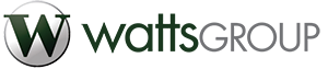 wattsGROUP logo featuring a dark green 'W' in a circle, followed by 'watts' in green and 'GROUP' in grey.