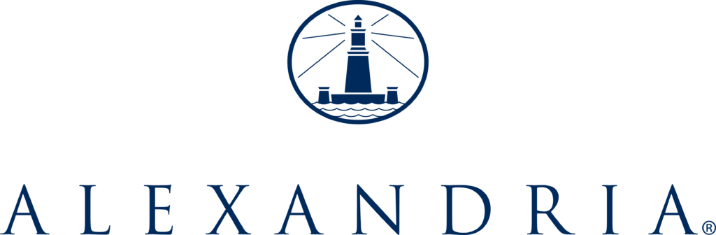 Alexandria logo with a dark blue lighthouse icon above the company name.