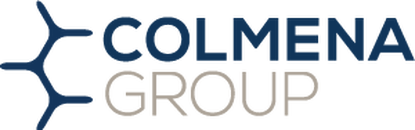 Colmena Group logo featuring a blue geometric, interconnected hexagon symbol next to the text 'COLMENA' in blue and 'GROUP' in grey.