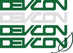 DEVCON logo in green with a subtle leaf design.
