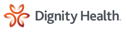 Dignity Health logo with an orange stylized floral icon.