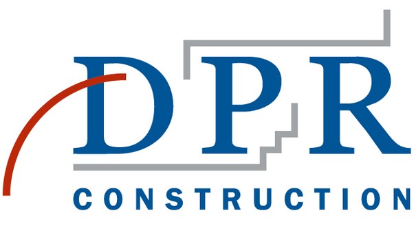 DPR Construction logo: Blue 'DPR' with red arc, gray architectural lines, and 'CONSTRUCTION' text.