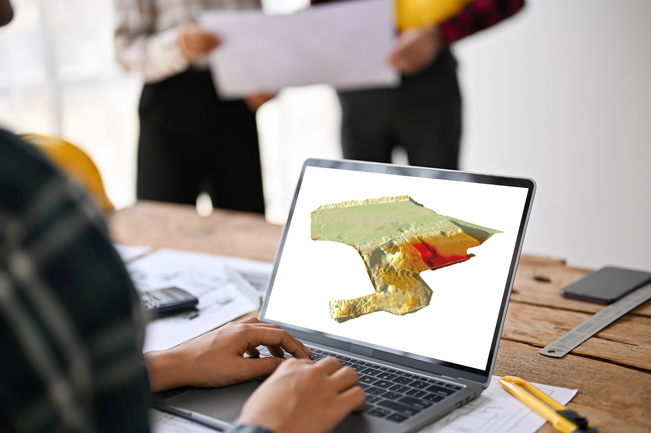 UAV earthworks progress reporting screen for construction work