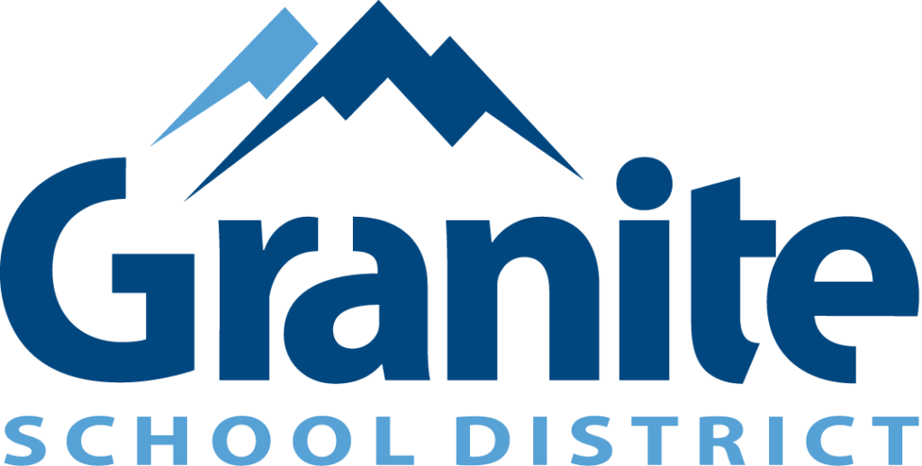 Granite School District logo with blue mountains above the word Granite.