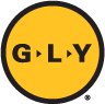 GLY logo, black text on a yellow circle, with forward arrows between letters.