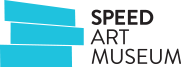 Speed Art Museum logo featuring three stacked light blue rectangular shapes next to the dark gray text.