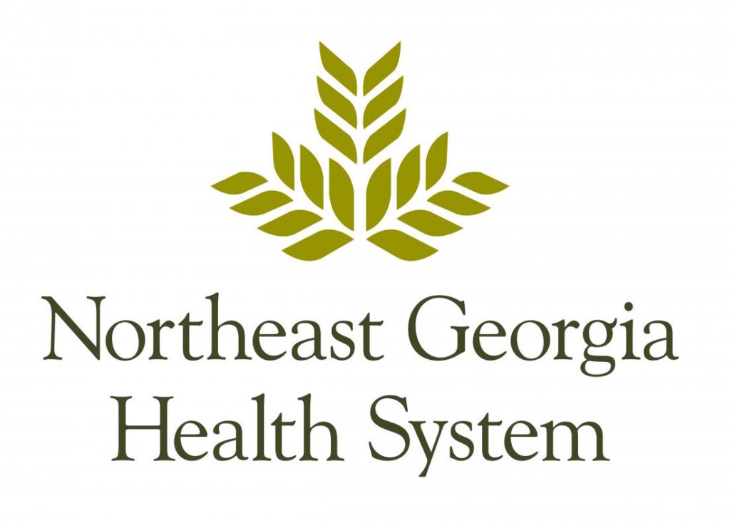 Northeast Georgia Health System logo with an olive green stylized leaf and wheat graphic.