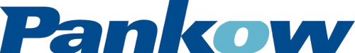 Pankow logo in blue, with the letters 'ow' in a lighter blue.