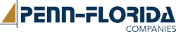 PENN-FLORIDA COMPANIES logo, featuring blue text and a yellow triangular graphic.