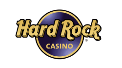 Gold and purple Hard Rock Casino logo.