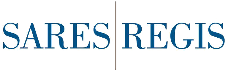 SARES REGIS logo in blue serif font, with a vertical line separating the words.
